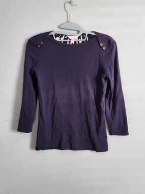 Women’s Navy Boatneck Button-Shoulder Top